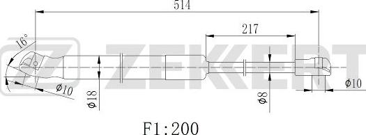 Zekkert GF-2507 - Газова пружина, капот autozip.com.ua