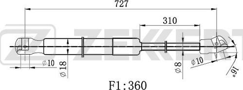 Zekkert GF-2534 - Газова пружина, капот autozip.com.ua