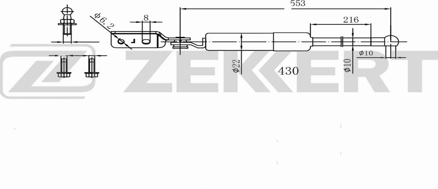 Zekkert GF-2611 - Газова пружина, кришка багажник autozip.com.ua