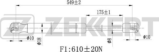 Zekkert GF-2096 - Газова пружина, кришка багажник autozip.com.ua