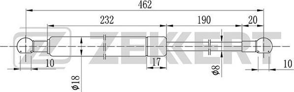 Zekkert GF-2000 - Газова пружина, кришка багажник autozip.com.ua