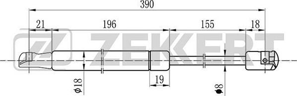 Zekkert GF-2088 - Газова пружина, капот autozip.com.ua