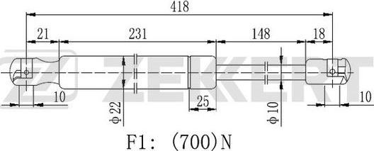 Zekkert GF-2190 - Газова пружина, кришка багажник autozip.com.ua