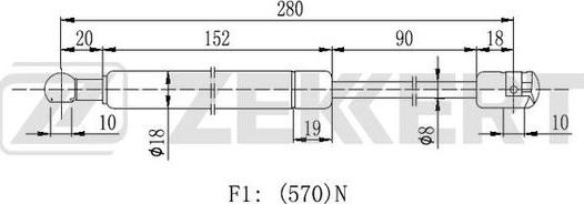 Zekkert GF-2144 - Газова пружина, кришка багажник autozip.com.ua
