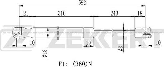 Zekkert GF-2104 - Газова пружина, капот autozip.com.ua