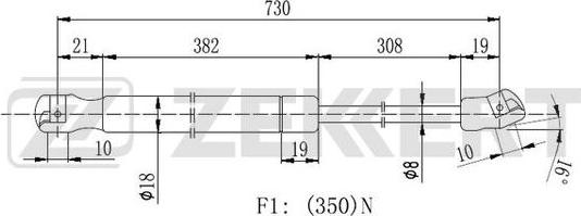 Zekkert GF-2106 - Газова пружина, капот autozip.com.ua