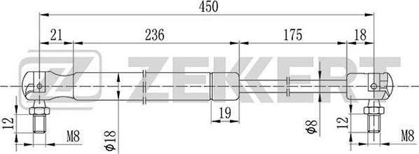 Zekkert GF-2100 - Газова пружина, кришка багажник autozip.com.ua