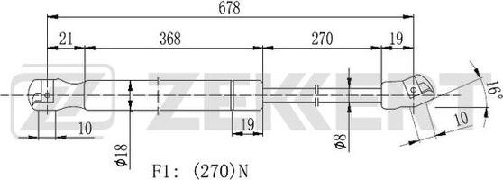 Zekkert GF-2119 - Газова пружина, капот autozip.com.ua