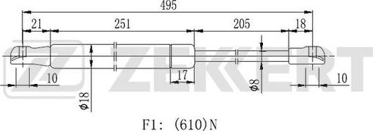 Zekkert GF-2117 - Газова пружина, кришка багажник autozip.com.ua