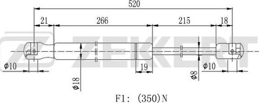 Zekkert GF-2180 - Газова пружина, кришка багажник autozip.com.ua