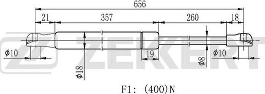 Zekkert GF-2182 - Газова пружина, кришка багажник autozip.com.ua