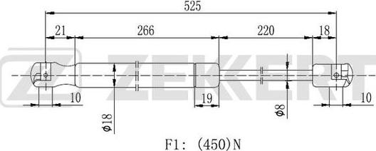 Zekkert GF-2125 - Газова пружина, кришка багажник autozip.com.ua
