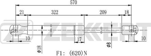 Zekkert GF-2350 - Газова пружина, кришка багажник autozip.com.ua