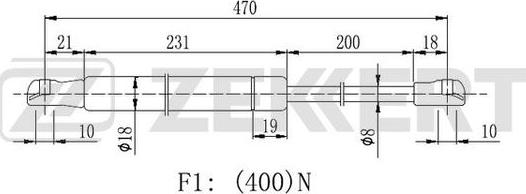 Zekkert GF-2301 - Газова пружина, кришка багажник autozip.com.ua