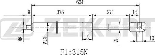 Zekkert GF-2329 - Газова пружина, капот autozip.com.ua