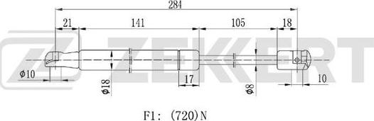 Zekkert GF-2241 - Газова пружина, капот autozip.com.ua