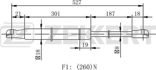 Zekkert GF-2257 - Газова пружина, капот autozip.com.ua