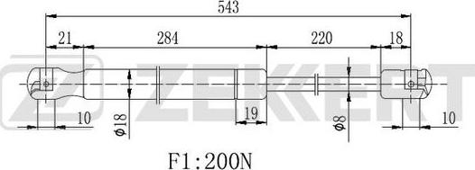 Zekkert GF-2261 - Газова пружина, заднє скло autozip.com.ua