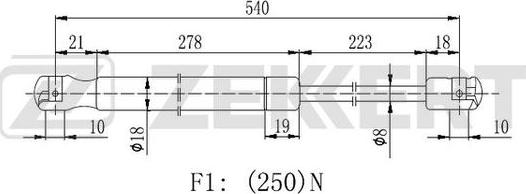 Zekkert GF-2214 - Газова пружина, капот autozip.com.ua