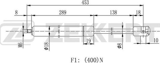 Zekkert GF-2210 - Газова пружина, капот autozip.com.ua