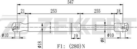 Zekkert GF-2218 - Газова пружина, кришка багажник autozip.com.ua