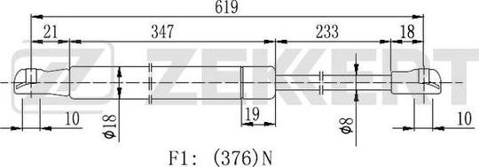 Zekkert GF-2285 - Газова пружина, кришка багажник autozip.com.ua