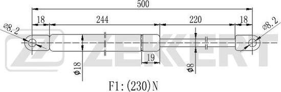 Zekkert GF-2238 - Газова пружина, капот autozip.com.ua