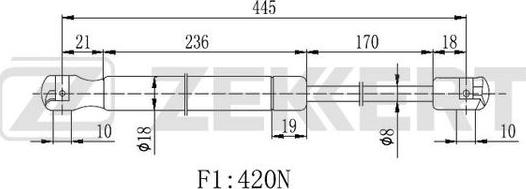 Zekkert GF-2233 - Газова пружина, кришка багажник autozip.com.ua