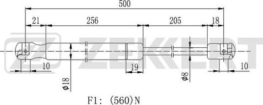 Zekkert GF-2225 - Газова пружина, кришка багажник autozip.com.ua