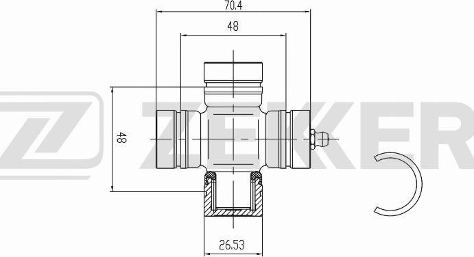 Zekkert KG-1044 - Шарнір, поздовжній вал autozip.com.ua