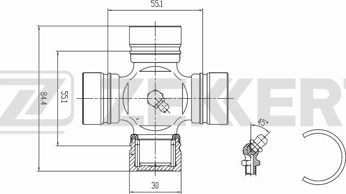 Zekkert KG-1047 - Шарнір, поздовжній вал autozip.com.ua