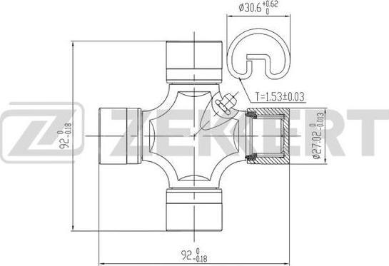 Zekkert KG-1053 - Шарнір, поздовжній вал autozip.com.ua