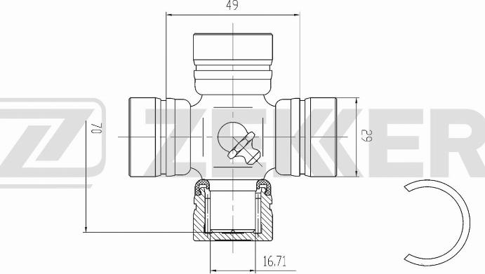 Zekkert KG-1002 - Шарнір, поздовжній вал autozip.com.ua