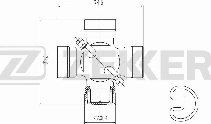 Zekkert KG-1021 - Шарнір, поздовжній вал autozip.com.ua