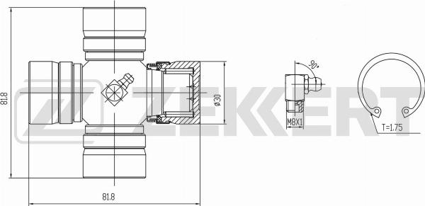 Zekkert KG-1147 - Шарнір, поздовжній вал autozip.com.ua