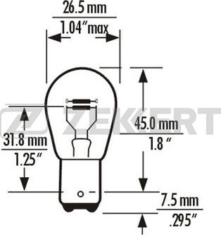 Zekkert LP-1089 - Лампа розжарювання, ліхтар сигналу гальма / задній габаритний autozip.com.ua