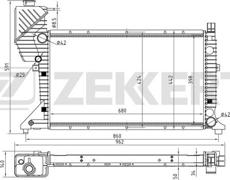 Zekkert MK-1038 - Радіатор, охолодження двигуна autozip.com.ua