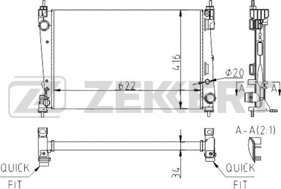 Zekkert MK-1196 - Радіатор, охолодження двигуна autozip.com.ua