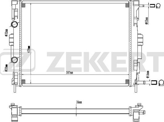 Zekkert MK-1270 - Радіатор, охолодження двигуна autozip.com.ua