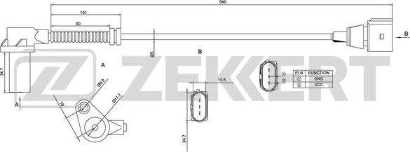 Zekkert SE-4003 - Датчик імпульсів, колінчастий вал autozip.com.ua