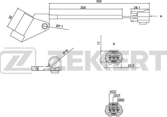 Zekkert SE-4016 - Датчик імпульсів, колінчастий вал autozip.com.ua