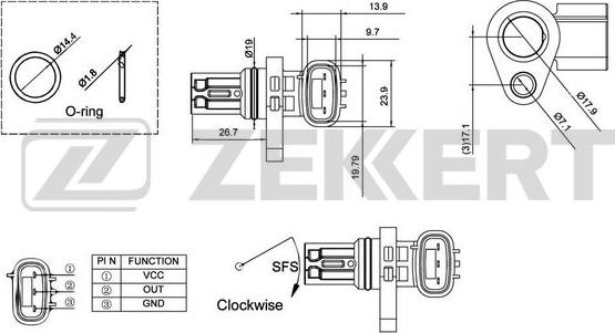 Zekkert SE-5006 - Датчик, положення розподільного валу autozip.com.ua