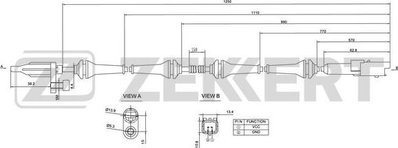 Zekkert SE-6041 - Датчик ABS, частота обертання колеса autozip.com.ua