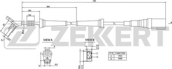 Zekkert SE-6057 - Датчик ABS, частота обертання колеса autozip.com.ua