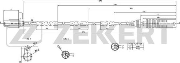 Zekkert SE-6067 - Датчик ABS, частота обертання колеса autozip.com.ua