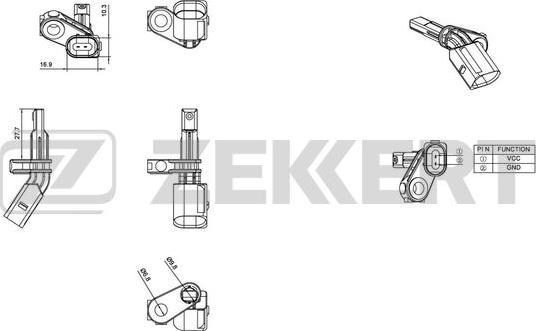 Zekkert SE-6016 - Датчик ABS, частота обертання колеса autozip.com.ua