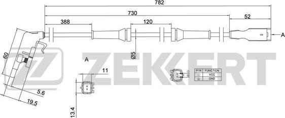 Zekkert SE-6036 - Датчик ABS, частота обертання колеса autozip.com.ua