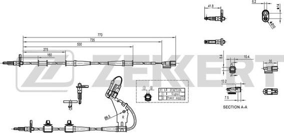 Zekkert SE-6154 - Датчик ABS, частота обертання колеса autozip.com.ua