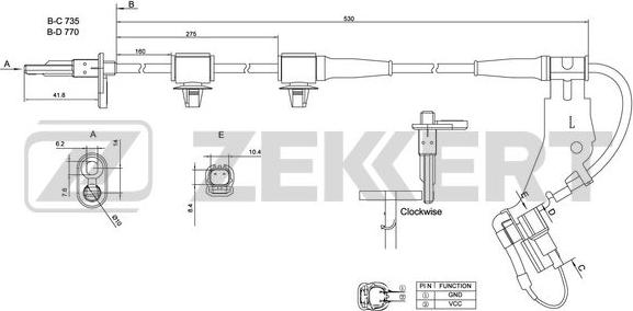 Zekkert SE-6153 - Датчик ABS, частота обертання колеса autozip.com.ua