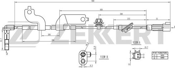 Zekkert SE-6164 - Датчик ABS, частота обертання колеса autozip.com.ua